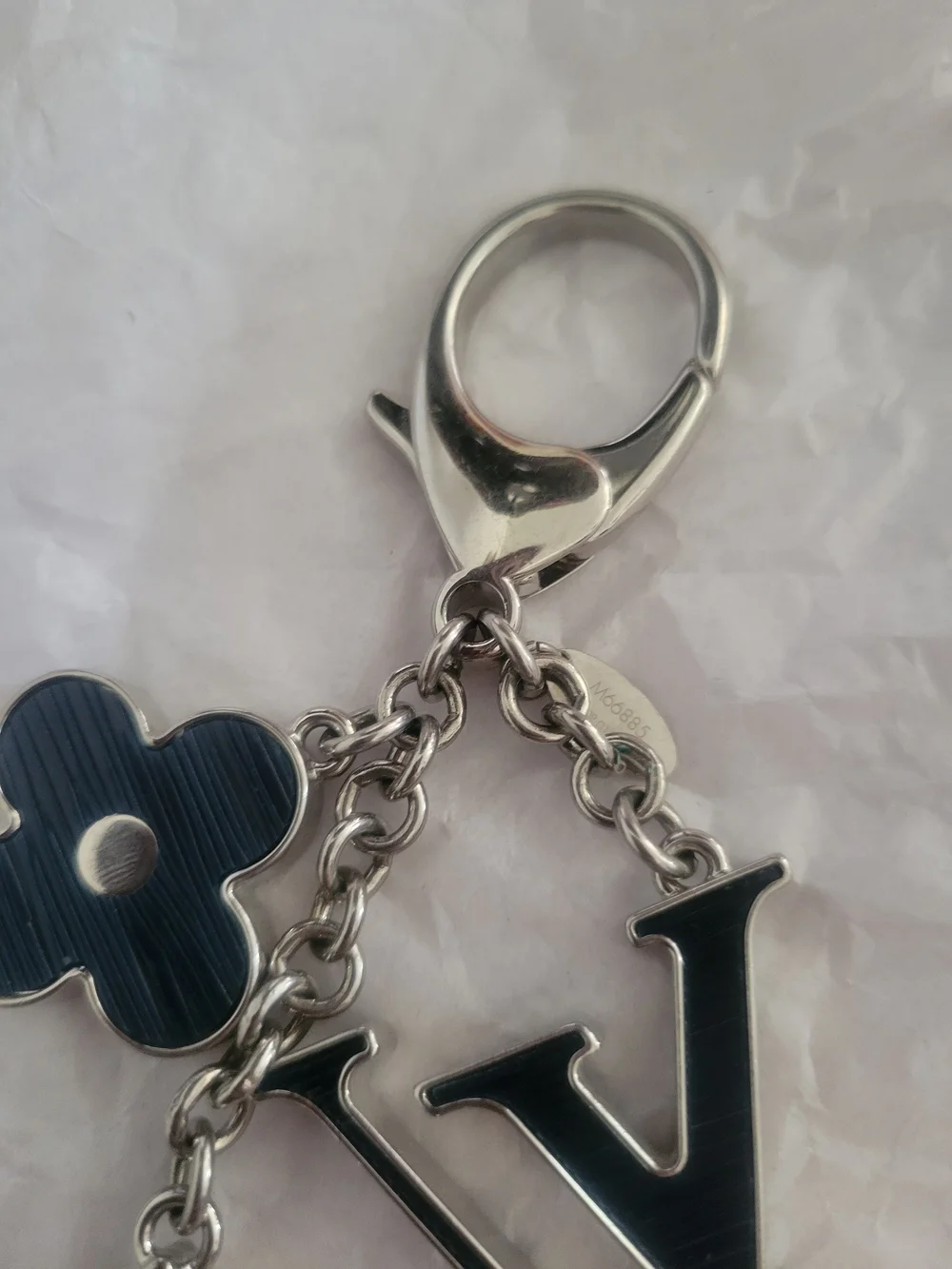 Louis Vuitton Navy & Silver Monogram Flower Key Charm
